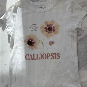 American Eagle Outfitters Woman’s White Floral Graphic Tee